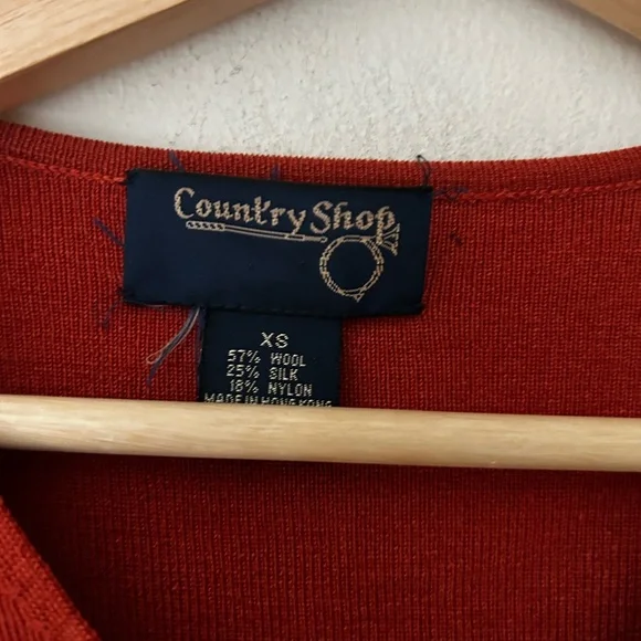 Vintage Country Shop XS Wool Silk Rust Button Cardigan - Picture 2 of 3